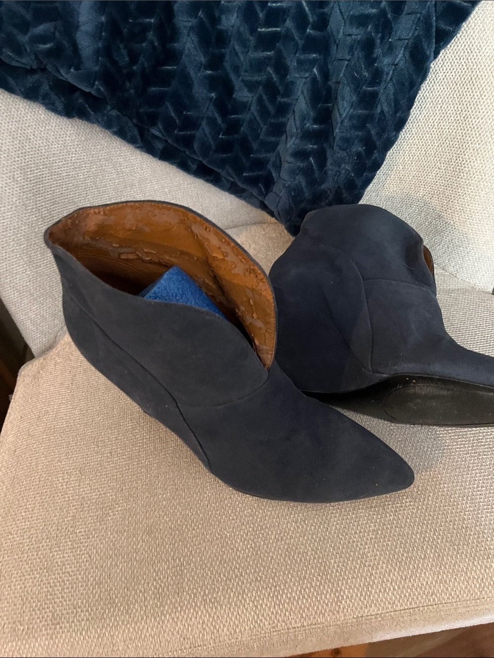 Nine West Navy Suede Pointed Ankle Booties